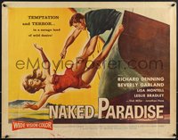 7r0874 NAKED PARADISE 1/2sh 1957 art of super sexy falling Beverly Garland caught by hook!