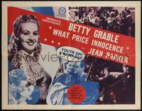 7r0893 WHAT PRICE INNOCENCE 1/2sh R1930s different with prominent Betty Grable, ultra rare!