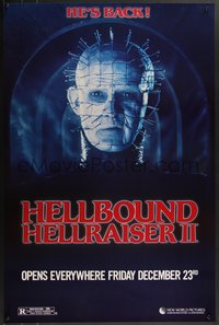 7r0461 HELLBOUND: HELLRAISER II teaser 1sh 1988 Clive Barker, close-up of Pinhead, he's back!