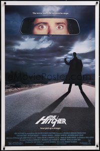 7r0462 HITCHER 1sh 1986 creepy hitchhiker Rutger Hauer, C. Thomas Howell, never pick-up a stranger!