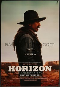 7r0465 HORIZON: AN AMERICAN SAGA teaser DS 1sh 2024 profile of cowboy Kevin Costner, ultra rare!