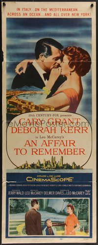 7r0661 AFFAIR TO REMEMBER insert 1957 romantic close-up art of Cary Grant & Deborah Kerr!