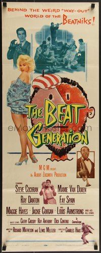 7r0666 BEAT GENERATION insert 1959 sexy Mamie Van Doren trapped by beatnik Ray Danton, Louis Armstron, rare!