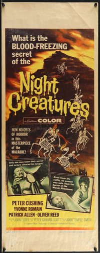 7r0676 CAPTAIN CLEGG insert 1962 Hammer, horror art of skeletons riding horses, Night Creatures!