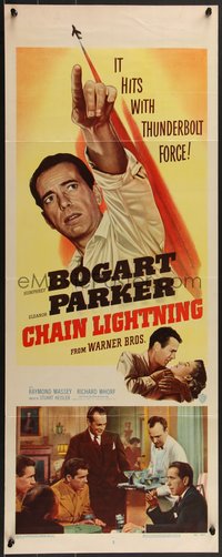 7r0677 CHAIN LIGHTNING insert 1949 test pilot Humphrey Bogart with his special brand of romance!