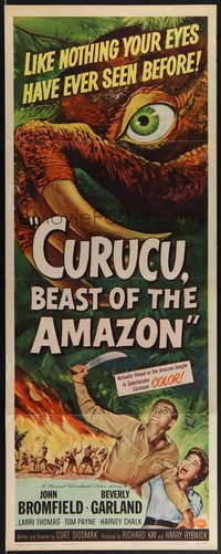 7r0684 CURUCU, BEAST OF THE AMAZON insert 1956 Universal horror, great monster art by Reynold Brown!