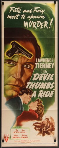 7r0686 DEVIL THUMBS A RIDE insert 1947 BAD Lawrence Tierney, fate and fury meet to spawn murder!