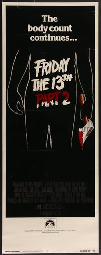 7r0692 FRIDAY THE 13th PART II insert 1981 summer camp slasher horror sequel, the body count continues!