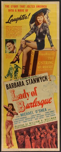 7r0703 LADY OF BURLESQUE insert 1943 Barbara Stanwyck as Gypsy Rose Lee-like stripper, ultra rare!