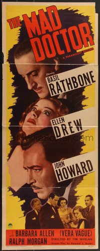 7r0706 MAD DOCTOR insert 1940 Basil Rathbone loved to kill for love, Ellen Drew, Howard, ultra rare!