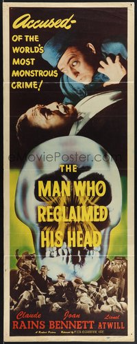 7r0707 MAN WHO RECLAIMED HIS HEAD insert R1948 Claude Rains, Bennett, skull image, ultra rare!