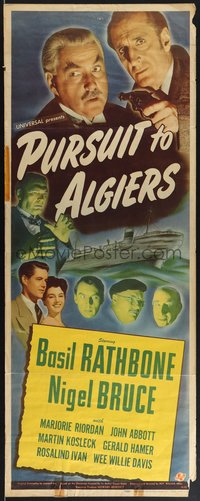 7r0721 PURSUIT TO ALGIERS insert 1945 Rathbone as Sherlock Holmes & Bruce as Watson, ultra-rare!