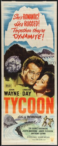 7r0738 TYCOON insert 1947 great close up romantic artwork of John Wayne & Laraine Day!