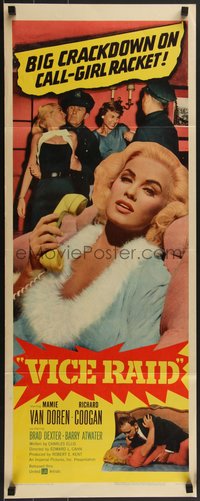 7r0740 VICE RAID insert 1960 full-length sexy barely-dressed phony model Mamie Van Doren, rare!