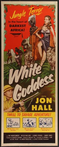 7r0743 WHITE GODDESS insert 1953 Fox directed African adventure, Hall vs sexy she-devil, ultra rare!