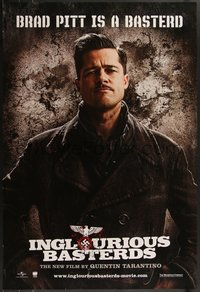 7r0475 INGLOURIOUS BASTERDS teaser DS 1sh 2009 Quentin Tarantino, c/u of Brad Pitt as Aldo Raine!