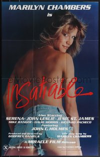 7r0476 INSATIABLE 24x37 1sh 1980 super sexy topless Marilyn Chambers wearing only jean shorts!