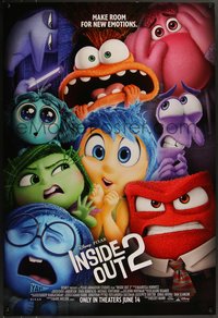 7r0477 INSIDE OUT 2 advance DS 1sh 2024 Walt Disney/Pixar, make room for new emotions, rare!