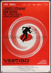 7r0167 VERTIGO Italian 1sh R2019 Alfred Hitchcock classic, cool artwork by Saul Bass!