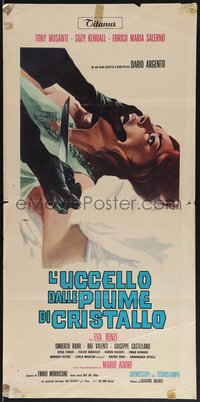 7r0648 BIRD WITH THE CRYSTAL PLUMAGE Italian locandina 1970 Picchioni art of woman attacked!