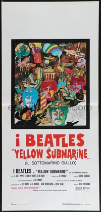 7r0658 YELLOW SUBMARINE Italian locandina R1980s Beatles John, Paul, Ringo & George, different!