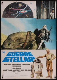 7r0168 STAR WARS Italian 27x38 pbusta 1977 George Lucas classic epic, Luke, Leia, C-3PO & R2-D2!