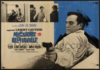 7r0799 ALPHAVILLE Italian 19x27 pbusta 1968 Jean-Luc Godard, Eddie Constantine with gun!