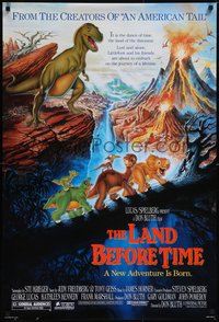 7r0496 LAND BEFORE TIME DS 1sh 1988 Steven Spielberg, George Lucas, Don Bluth, dinosaur cartoon!