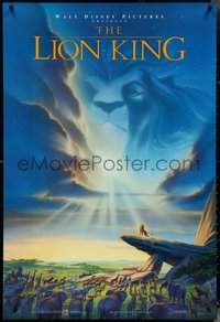 7r0505 LION KING DS 1sh 1994 Disney Africa, John Alvin art of Simba on Pride Rock with Mufasa in sky!