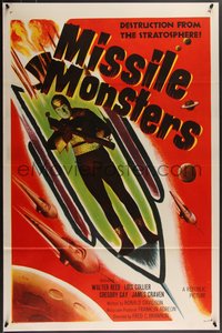 7r0520 MISSILE MONSTERS 1sh 1958 aliens bring destruction from the stratosphere, wacky sci-fi art!