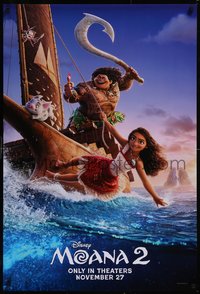 7r0521 MOANA 2 advance DS 1sh 2024 Walt Disney, Polynesia, cast sailing on ocean, ultra rare!