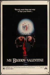 7r0527 MY BLOODY VALENTINE 1sh 1981 bloody gas mask, there's more than one way to lose your heart!