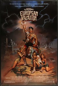 7r0528 NATIONAL LAMPOON'S EUROPEAN VACATION 1sh 1985 Chevy Chase, wacky fantasy art by Vallejo!