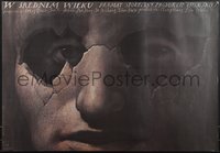 7r0284 AT MIDDLE AGE Polish 26x38 1986 cool Wieslaw Walkuski art of eyes behind broken mask!