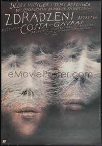 7r0286 BETRAYED Polish 26x38 1989 Cosa-Gavras directed, Walkuski art of couple in spider webs!