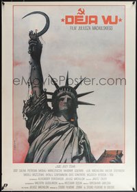 7r0288 DEJA VU Polish 26x37 1990 cool Pagowski art of Lady Liberty w/sickle!