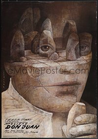 7r0289 DON JUAN commercial Polish 27x38 1990 cool Sadowski art of man's face in stone, rare!