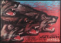 7r0290 FIGHT FOR MOSCOW Polish 26x37 1989 wild Andrzej Pagowski art of wolf pack!