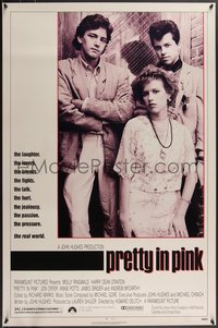 7r0551 PRETTY IN PINK 1sh 1986 great portrait of Molly Ringwald, Andrew McCarthy & Jon Cryer!