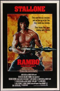 7r0559 RAMBO FIRST BLOOD PART II 1sh 1985 no law, no war can stop Sylvester Stallone w/his RPG!