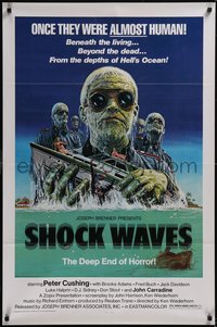 7r0582 SHOCK WAVES 1sh 1977 art of Nazi ocean zombies terrorizing boat, once they were ALMOST human!