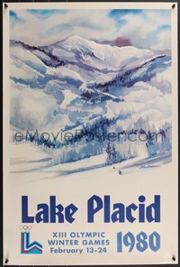 7r0248 1980 WINTER OLYMPICS 24x36 special poster 1980 Gallucci art of mountains, February 13-24!