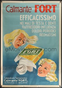 7r0172 CALMANTE FORT 28x40 Italian advertising poster 1950s Calming Strong pain relief, ultra rare!