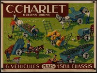 7r0171 C.CHARLET 24x31 French advertising poster 1940s 6 vehicles but only 1 chassis, ultra rare!