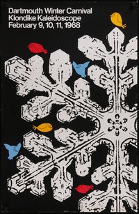 7r0255 DARTMOUTH WINTER CARNIVAL 22x34 special 1968 Stephen Harvard snowflake art, ultra rare!