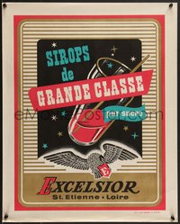 7r0763 EXCELSIOR 21x26 French advertising poster 1950s artwork of glass and the logo, ultra rare!