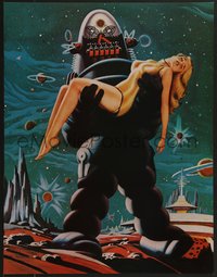 7r0778 FORBIDDEN PLANET 2-sided 17x22 special poster 1978 Robby the Robot carrying sexy Anne Francis!