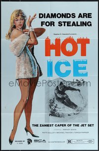 7r0262 HOT ICE 22x34 special poster 1978 art of sexy near-naked girl & skiers, ultra rare!