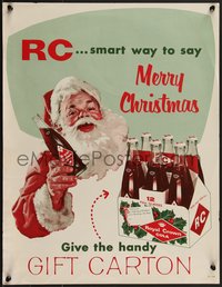 7r0765 RC COLA 17x22 advertising poster 1950s art of Santa Claus and special window carton, rare!