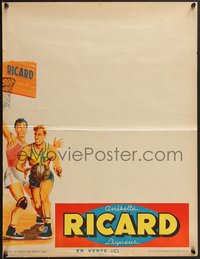 7r0766 RICARD 20x26 French advertising poster 1930s licorice aperitif ad, basketball, ultra rare!